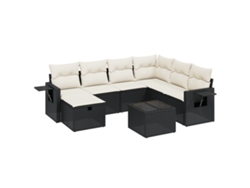 Conjunto de 8 sofás de jardín con cojines de mimbre, color negro, EXCLUSIVA MAISON (8 piezas)