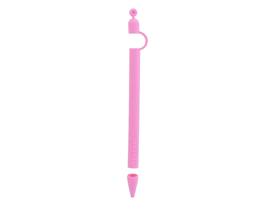 Estuche Redondo De Silicona Suave Y Ligero Para Apple Pencil, Antideslizante Y Antirrobo, Color Rosa
