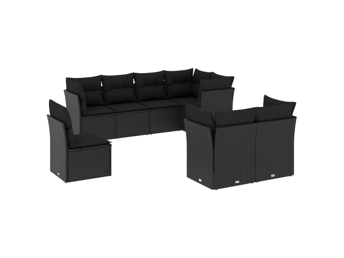 Maison Exclusive - Set De Sofás De Jardín 8 Piezas Y Cojines Ratán Sintético Negro