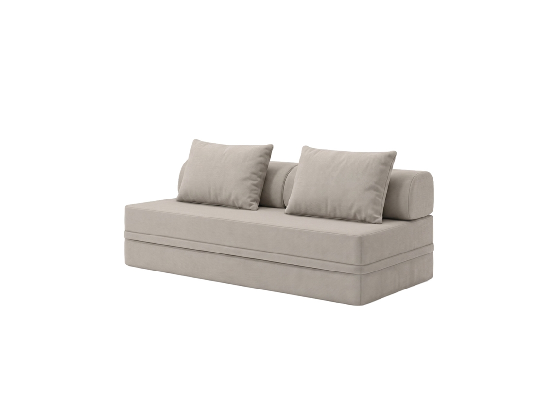 Sofá Modular 3 Lugares Convertible Liso Cinza Gelo