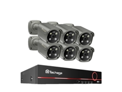Sistema de cámara de seguridad 4K Ultra HD, detección humana con IA, audio bidireccional, NVR de 8 canales y 6 cámaras, sin OEM