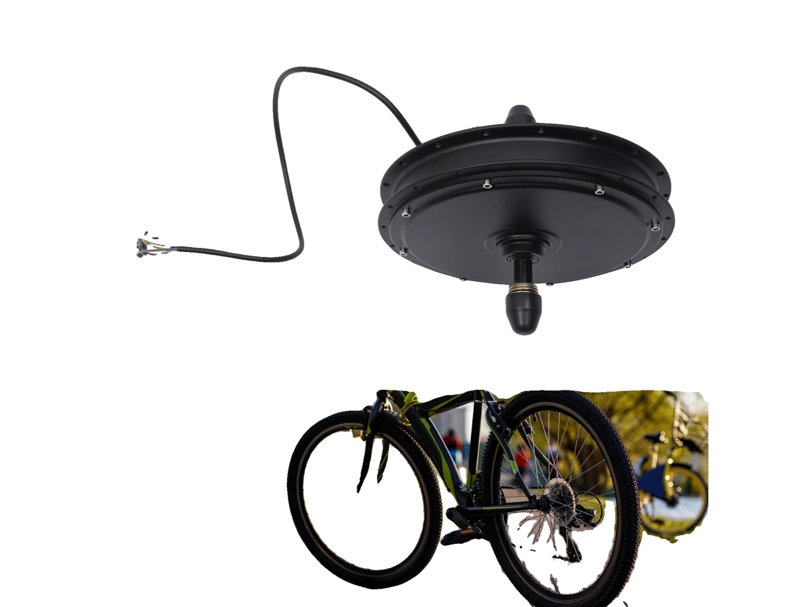 Motor de cubo de rueda, alto rendimiento, eficiencia energética, negro.