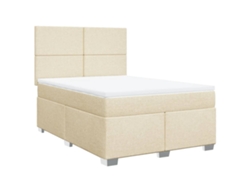 Cama Box Spring VIDAXL Crema Tela (160x200cm)