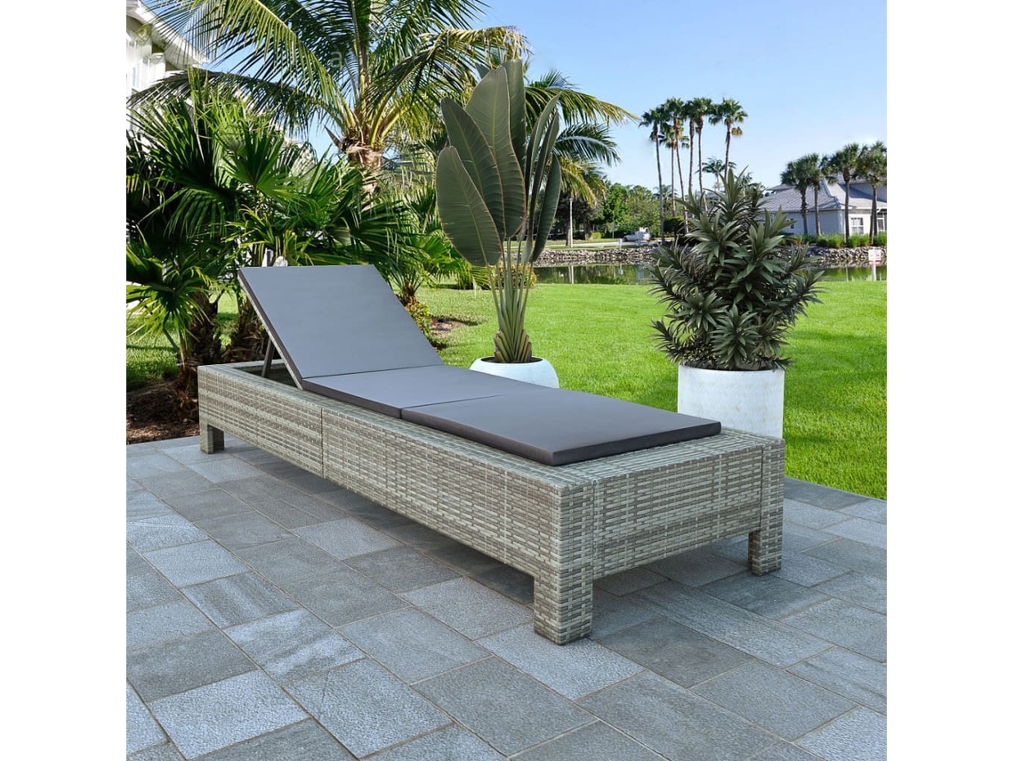 Tumbona de mimbre gris con cojín DKD HOME DECOR