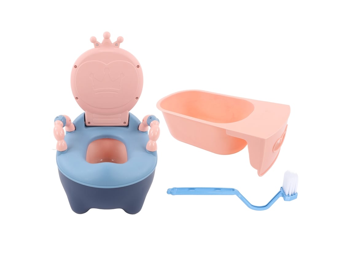 Assento Sanitário Dobrável Para Crianças Anti-deslizante Com Almofada Pu E Braços De Apoio Rosa E Azul