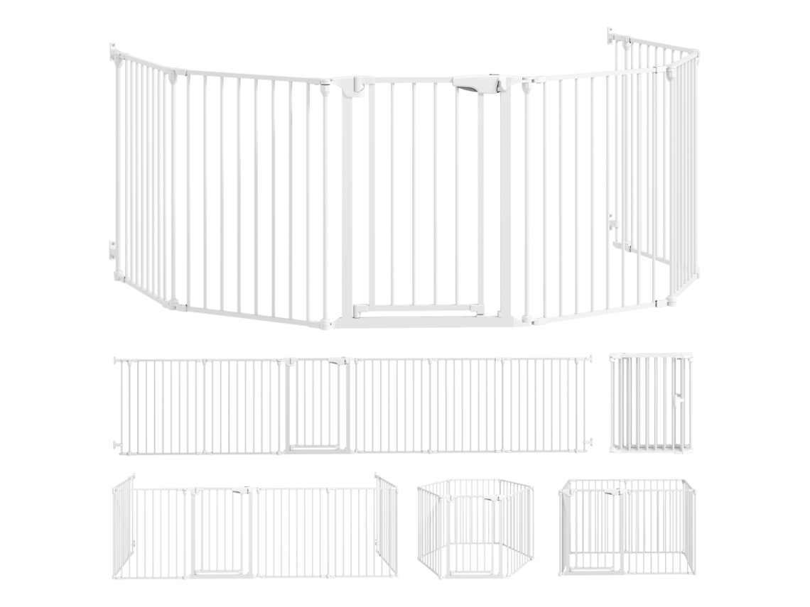 Valla Para Mascotas Con 6 Paneles Y Puerta Plegable, Blanca.