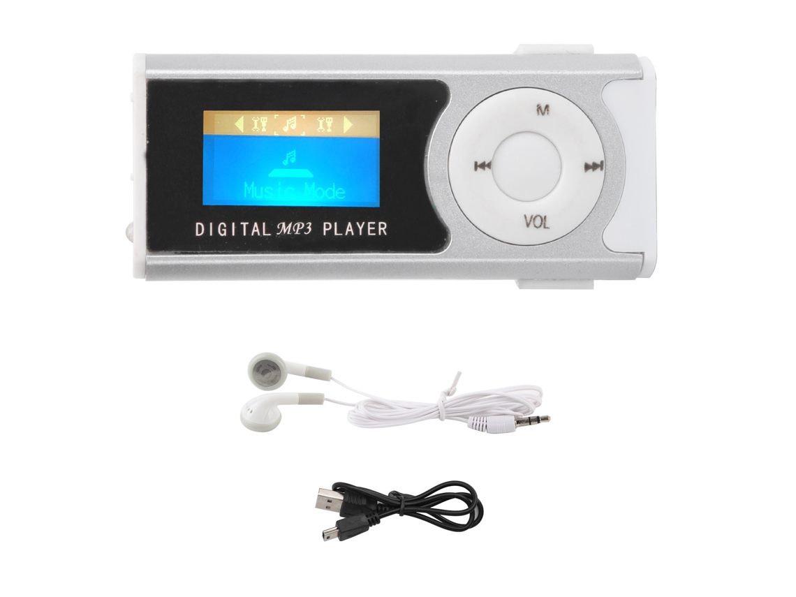 Reproductor De Música Mp3 Portátil Con Linterna Led Y Clip Deportivo, Mini Pantalla Lcd Plateada