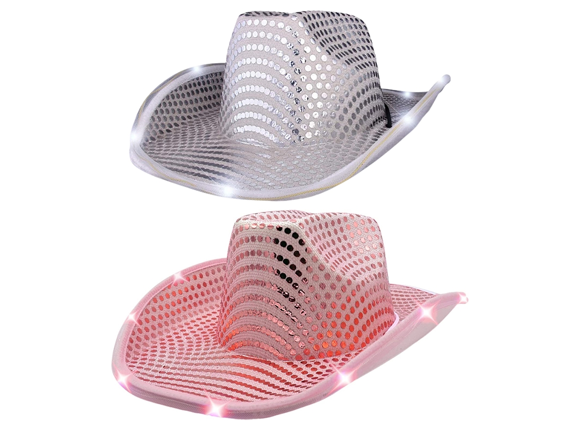 2 Sombreros Cowgirl Con Luces Secuenciales Para Disfraces De Cow Girl Fiesta Halloween Navidad