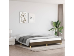 Cama Sin Colchón Tela Marrón Oscuro 200x200 Cm