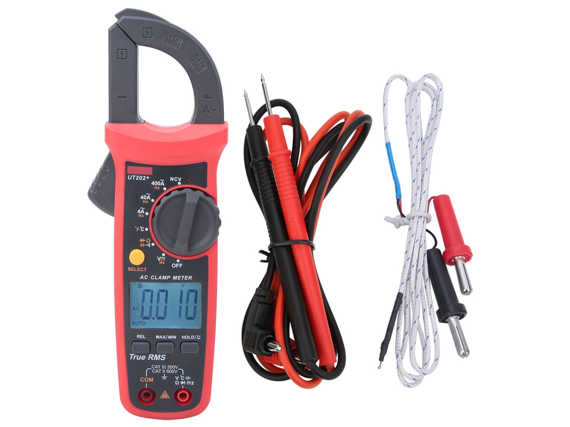 Medidor De Mordida Digital True Rms Uni T Ut202+ Con Pantalla Lcd Y Medición De Temperatura.