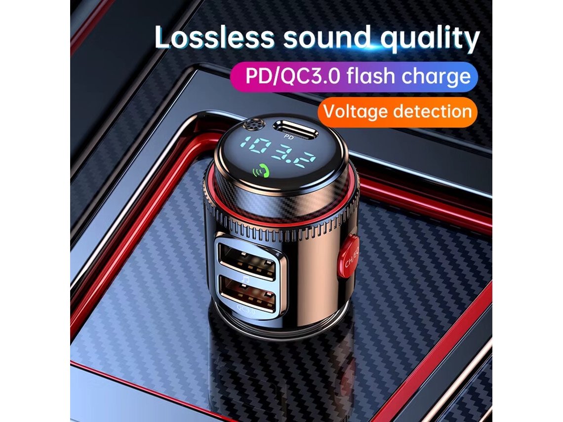 Transmisor Fm Bluetooth V5.4 T23 De 30 W Pdqc3.0 Con Cargador Usb Para Coche, Pantalla Digital Led Azul, Adaptador De Radio Inalámbrico