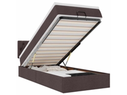 Maison Exclusive - Estructura Cama Otomana Colchón Tela Marrón Oscuro 90x190 Cm
