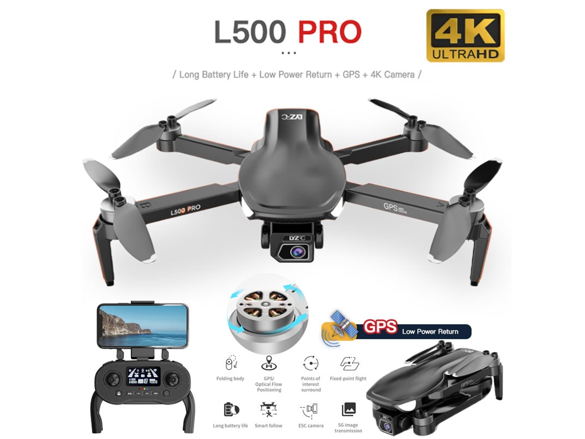 Dron con GPS y control remoto Bestvite L500pro (4K, 25 min de autonomía, color negro)