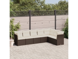 Conjunto de sofá de jardín de 7 piezas con cojines de mimbre sintético marrón de DKD Home Decor