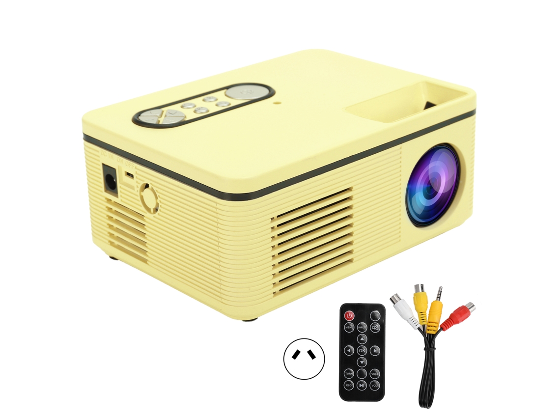 Projetor Mini Led Portátil 1080p Hdmi Lcd Multifuncional Home Theater S361 Amarelo