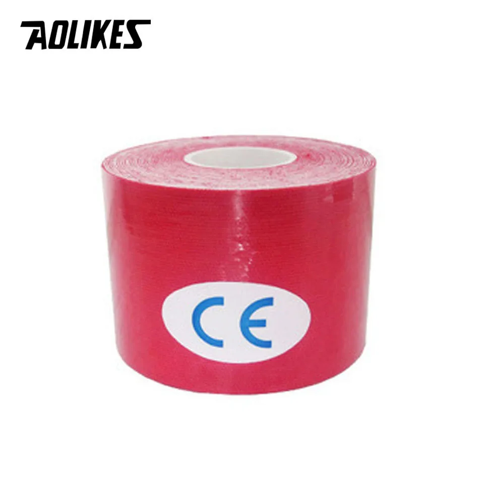Cinta De Compresión Kinesiológica (roja, 5 Cm X 5 M), Transpirable E Impermeable, Que Alivia El Dolor Muscular.