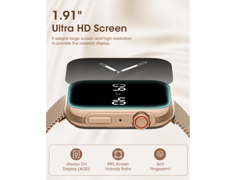 Smartwatch, reloj de seguimiento de fitness HD de 1,91 pulgadas con monitor de presión arterial/frecuencia cardíaca, Bluetooth 5.3 para hacer llama...