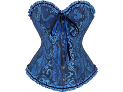 Corset Sexy Floral Para Mujer Con Encaje En La Espalda Talla Plus Lencería Top Ucm Xl Azul
