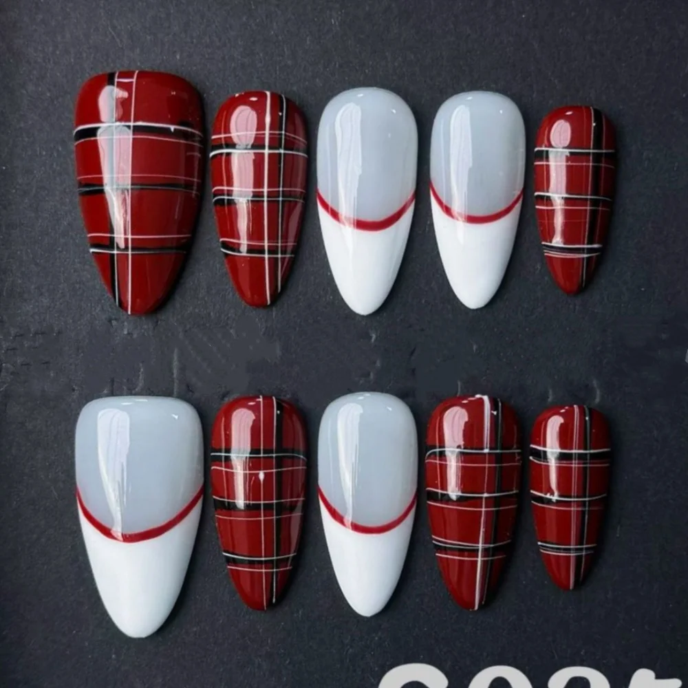 (g035-m) 10 Uñas Postizas Hechas A Mano, Tipo A Presión.