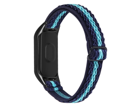 Correa de nailon elásticos trenzados elásticos ajustables con lazo con marco negro para Xiaomi Mi Band 5/6 - azul medianoche/Menta verde