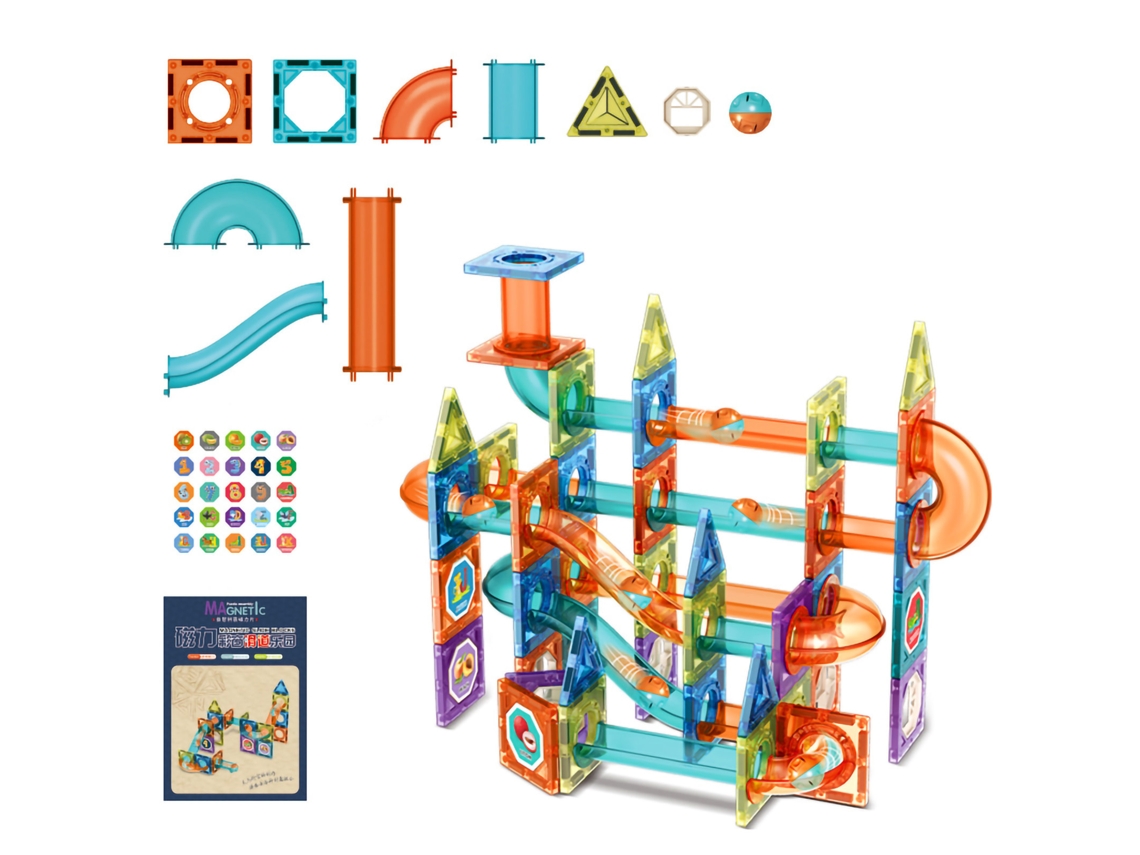Ats-bloques Magnéticos Para Niños Con Pista De Bolas Juguete Educatsivo Regalo De Cumpleaños 98pcs