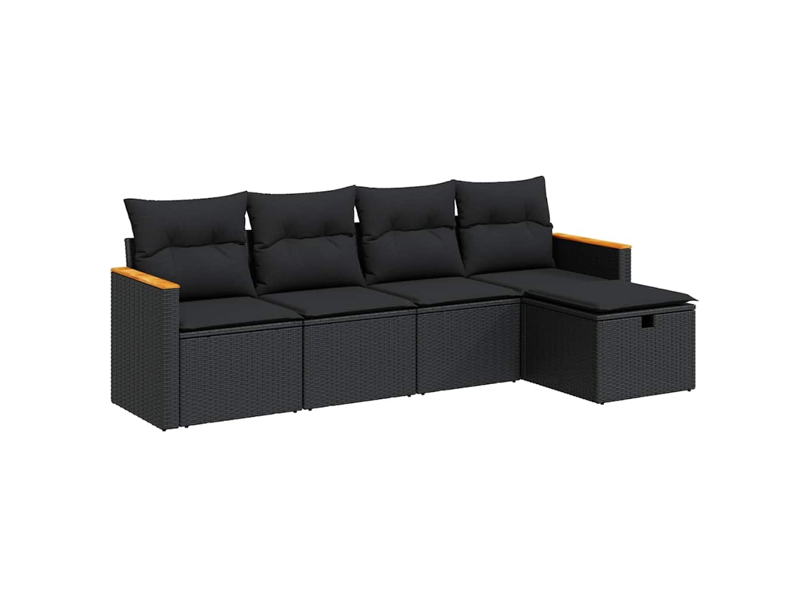 Maison Exclusive - Set De Muebles De Jardín 5 Pzas Y Cojines Ratán Sintético Negro