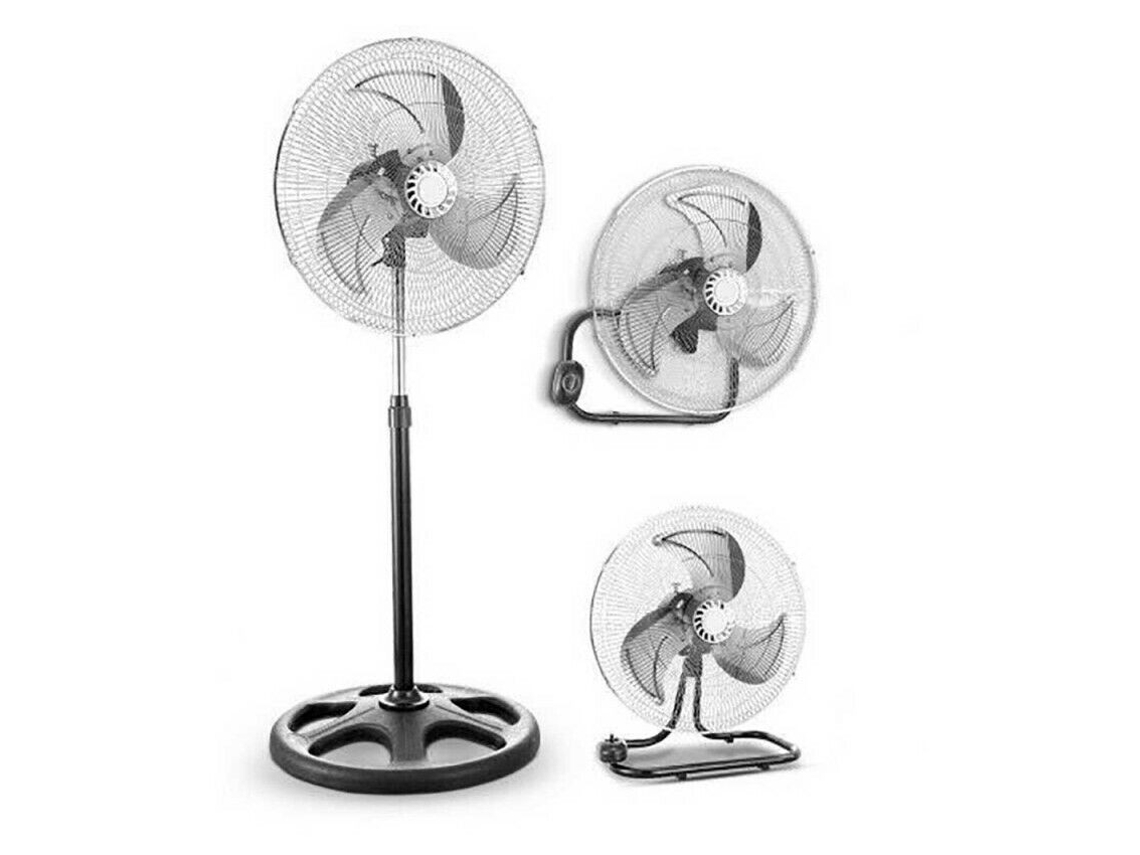 Ventilador de pie 3 en 1 suelo pared 18'' metálico aspa acero Giratorio