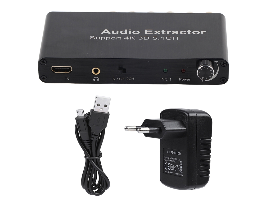 Extractor De Audio Hdmi De 5.1 Canales 4k 3d Con Convertidor, Compatible Con Dts/ac-3 Y Control De Volumen.