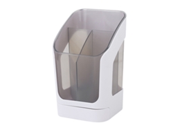 Portalápices Multifuncional Con Cajón, 3 Compartimentos Para Bolígrafos Y Brochas De Maquillaje, Blanco.