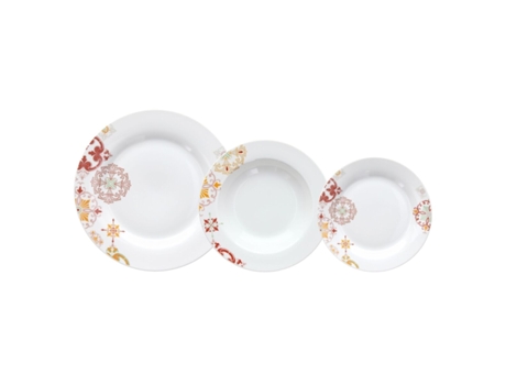 Vajilla 18 Piezas Porcelana Burdeos 1 cm Mostaza