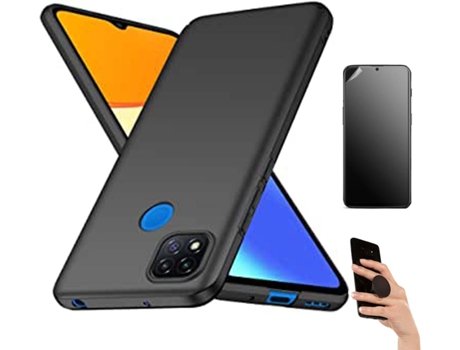 Kit Carcasa Y Protector Xiaomi Redmi 9C Ultimatte Turtleshell Y Popsocket Negro
