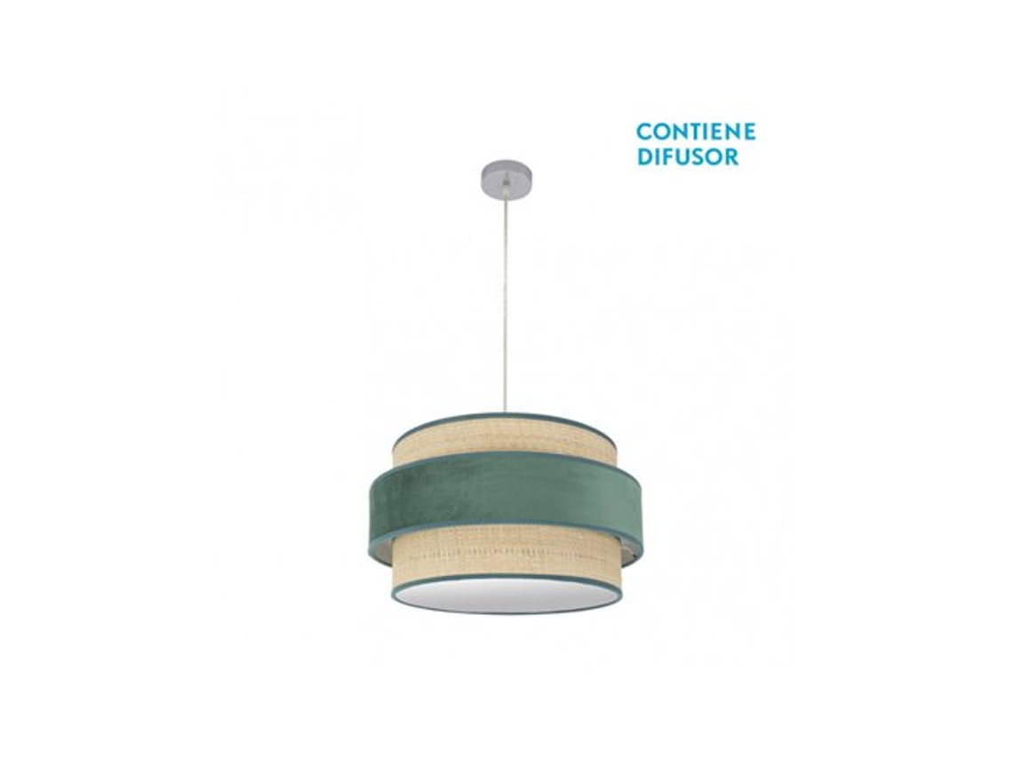 Lámpara colgante Reyes 2xe27 Cromo/Verde Natural Regx50x50 Cm Fabrilamp