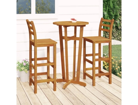 Conjunto 3 Mesa y taburetes altos de jardín VIDAXL madera maciza acacia