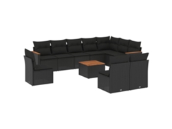 Maison Exclusive - Set De Sofás De Jardín 11 Pzas Y Cojines Ratán Sintético Negro