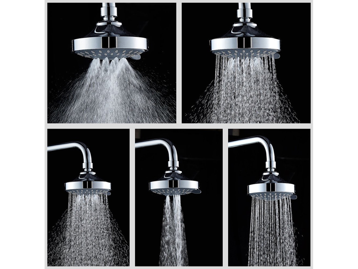 Cabeçote De Chuveiro De Alta Pressão 4 Polegadas 5 Configurações Ajustável Banheiro Chrome Polido