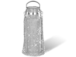 2026-30708-botella Térmica De Acero Inoxidable 304 Con Piedras Brillantes Y Cadena 500 Ml Plata