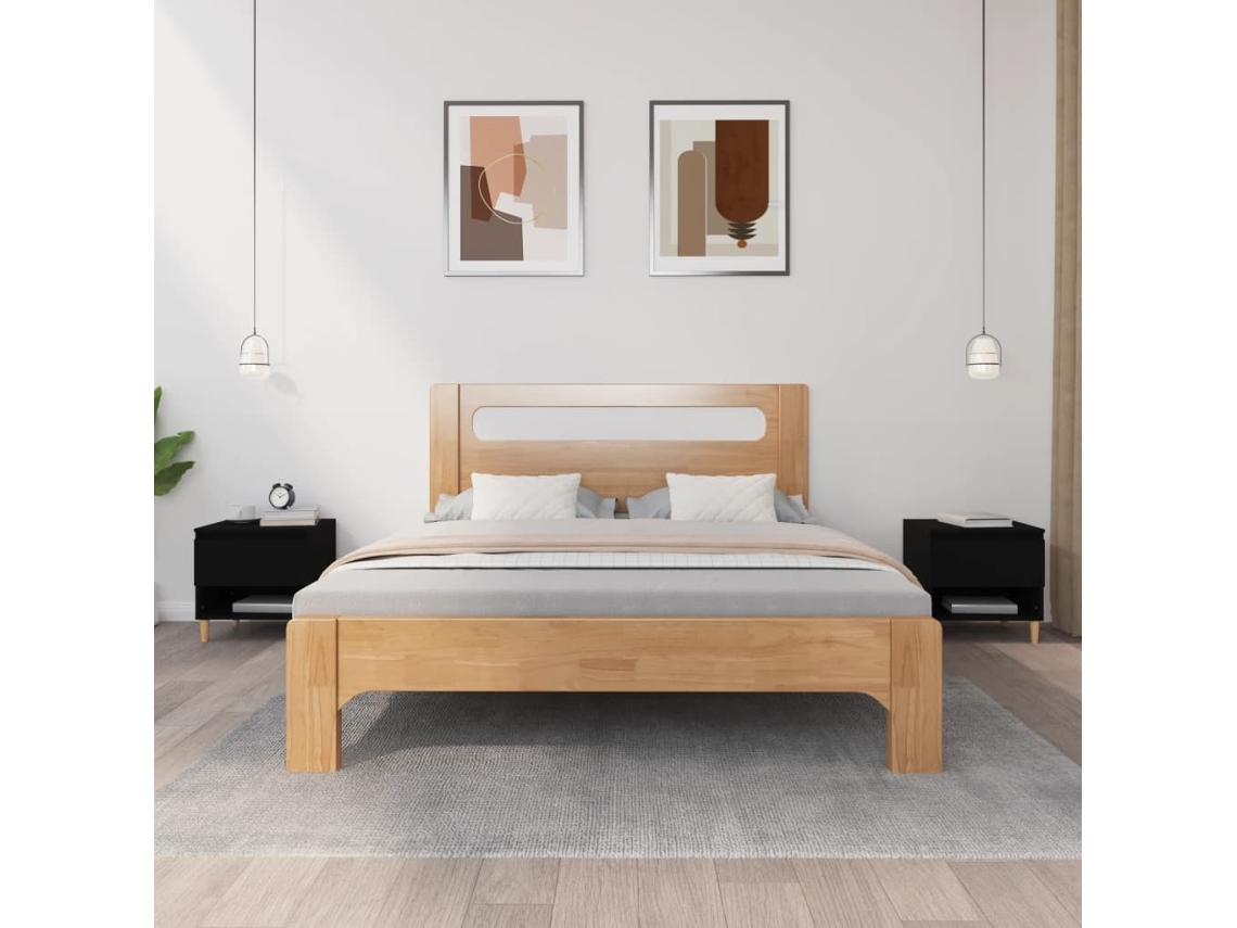 Mesitas de Noche LOVELY HOME Mesinha 2 Pcs 50X46X50 Cm Derivados de Madeira Preto