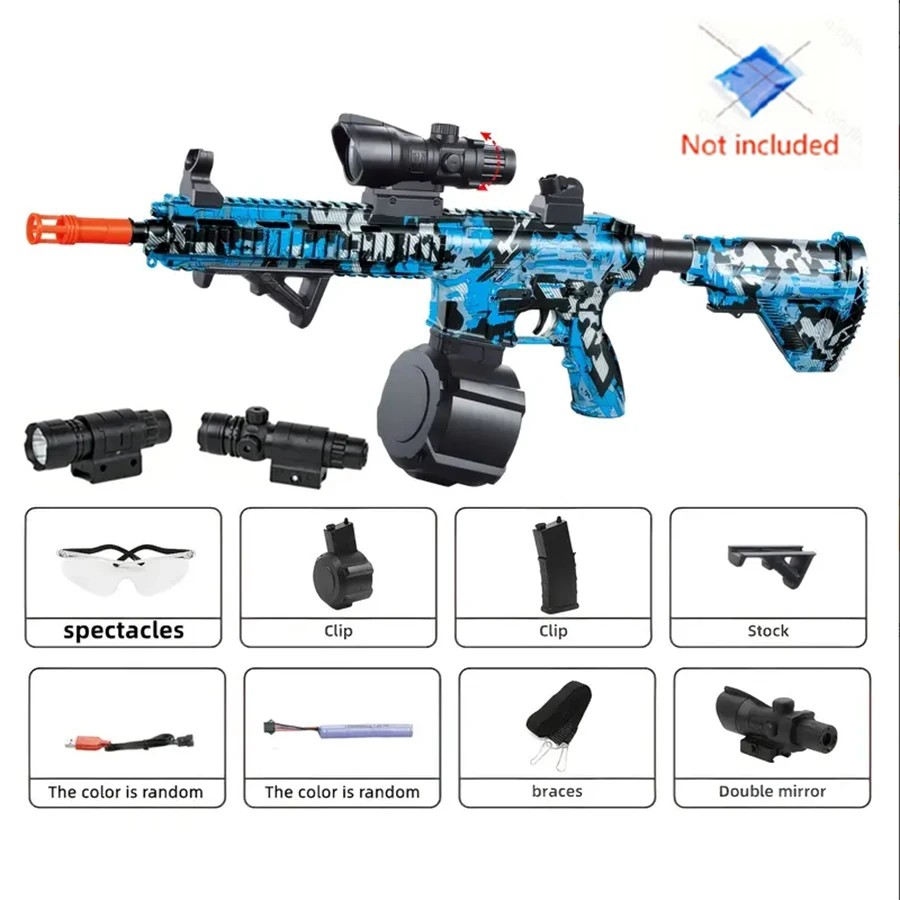 (azul) Pistola De Brinquedo Elétrica M416 Com Balas De Gel, Dispara Balas De 7 A 8 Mm