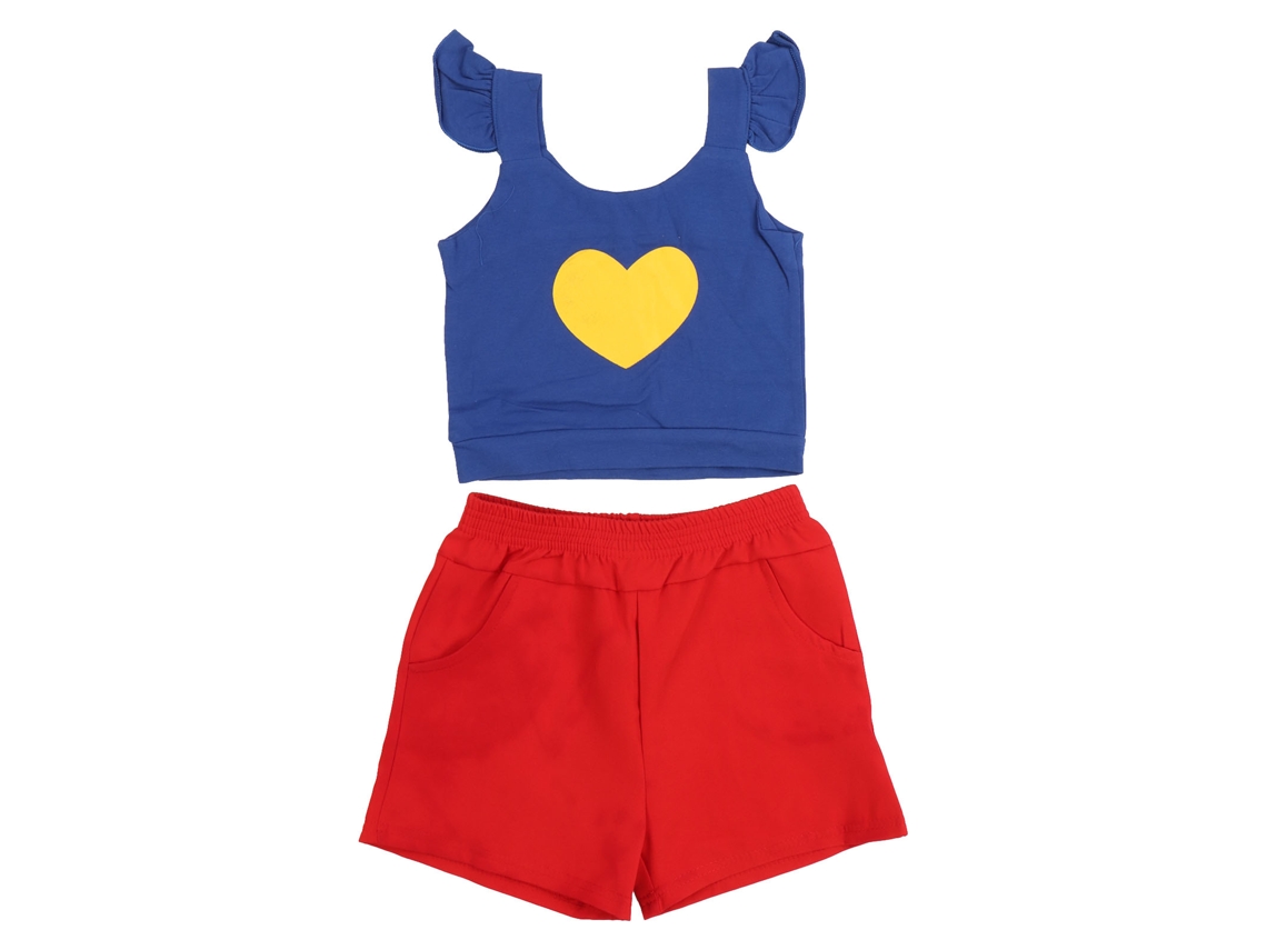 Ymsl Conjunto De Shorts Verano Para Niña Bebé Algodón Elástico Cómodo Para Viajes Azul Y Rojo Hxl