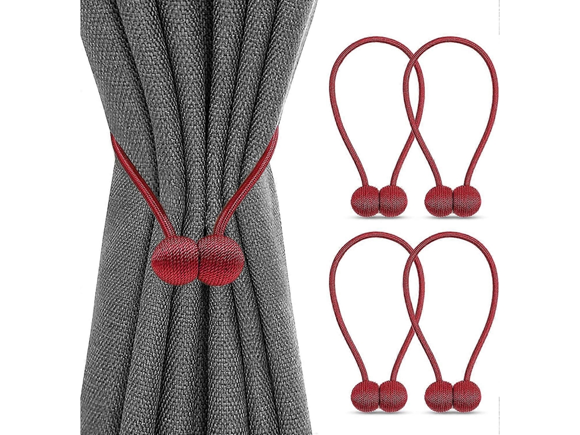 Rebe-ataduras De Cortina Magnéticas - Set De 4 - Rojo - Decoración De Hogar Y Oficina