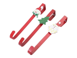 Juego De 3 Coronas Navideñas Para Puerta Con Ganchos Metálicos - A2, Rojo