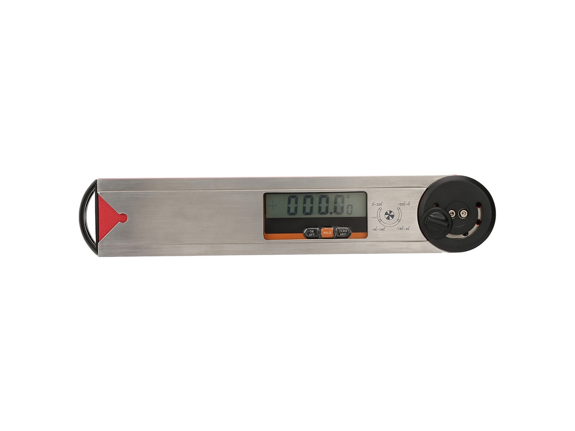 Medidor De Ángulo Digital Eléctrico De Acero Inoxidable Con Regla De 0-225° Y Pantalla Roja.