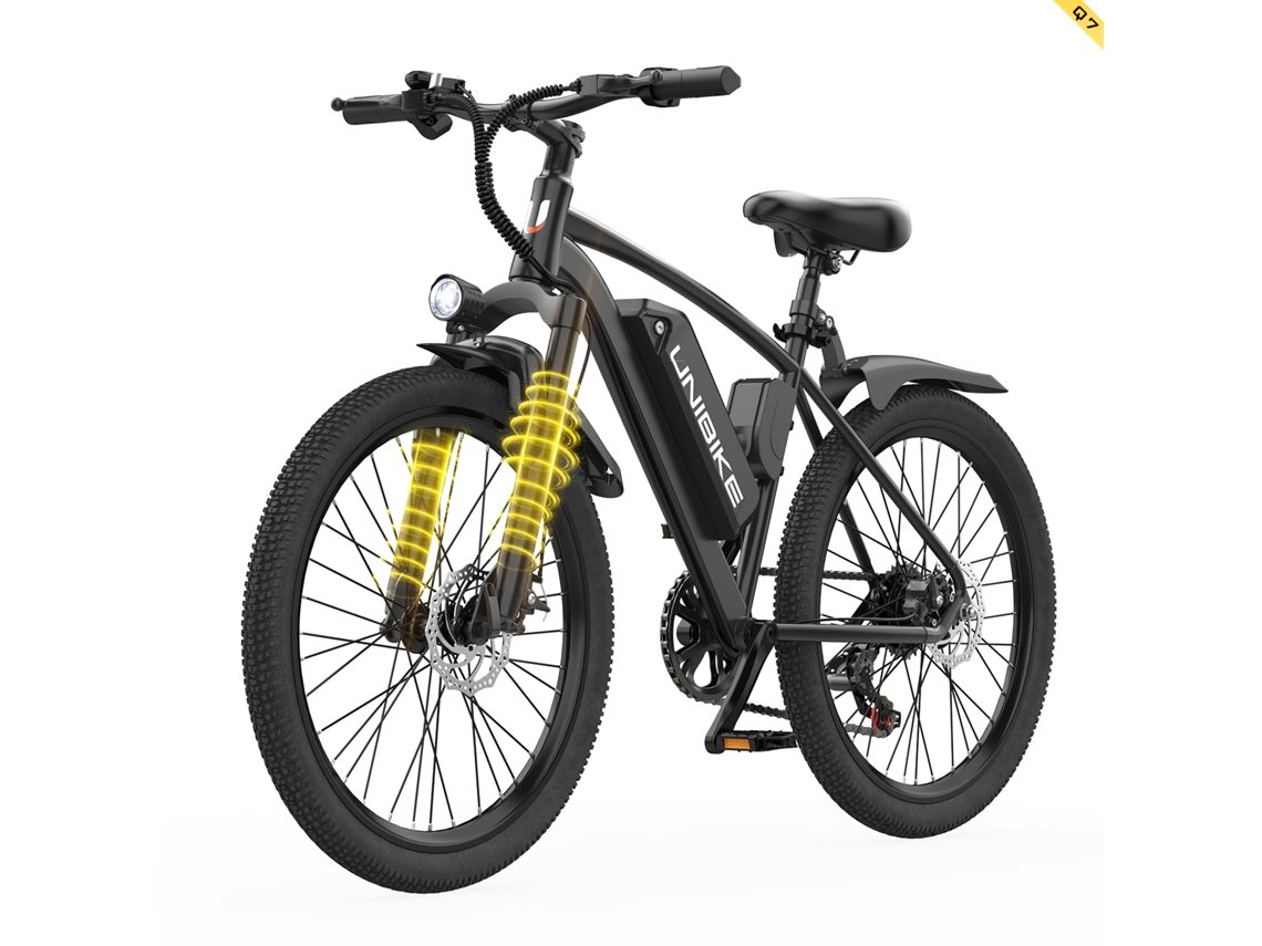 Bicicleta eléctrica Unibike Q7 de 26 pulgadas para adultos, batería de 36 V y 10 Ah, 250 W, 7 velocidades