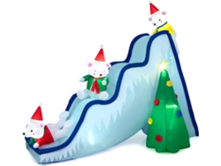 Oso polar inflable de 200 cm, decoración navideña con luces LED y clavijas en el suelo, inflable portátil para uso en interiores y exteriores COSTWAY