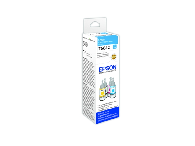 Cartucho de tinta original EPSON, T6641, Botellas de tinta de 4 colores para la serie L 70 ml , Cian, C13T664240