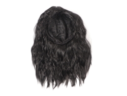 Peluca Rizada Corta Hombro Con Flequillo Aireado Negro Resistente Al Calor Para Fiestas De Cosplay