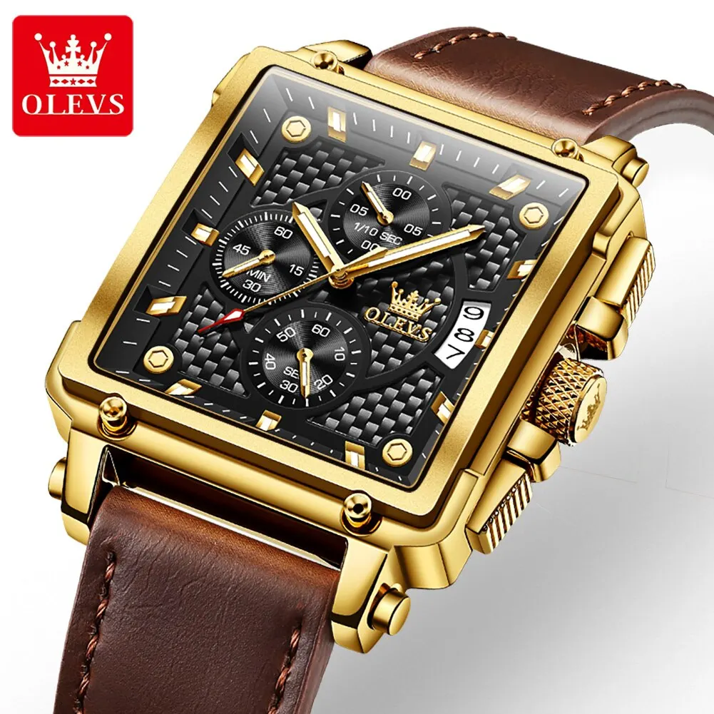 Reloj de lujo MDUG para hombre con cronógrafo luminoso, resistente al agua y diseño cuadrado.