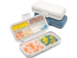 Paquete De 2 Cajas De Medicamentos Resistentes A La Humedad, Portátiles Con 8 Compartimentos Para Vitaminas (azul, Blanco)