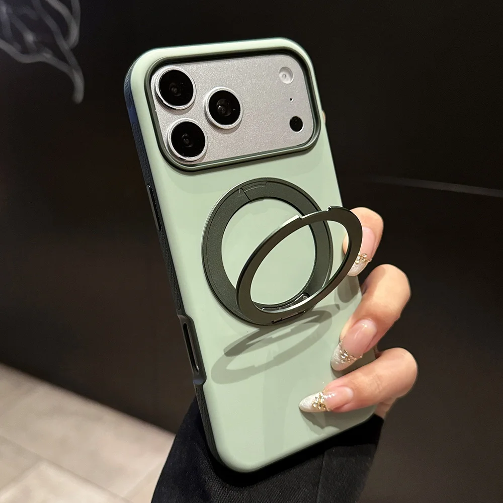 (iphone 15 Pro Max Verde) Funda Magsafe Con Soporte Y Rotación De 360°