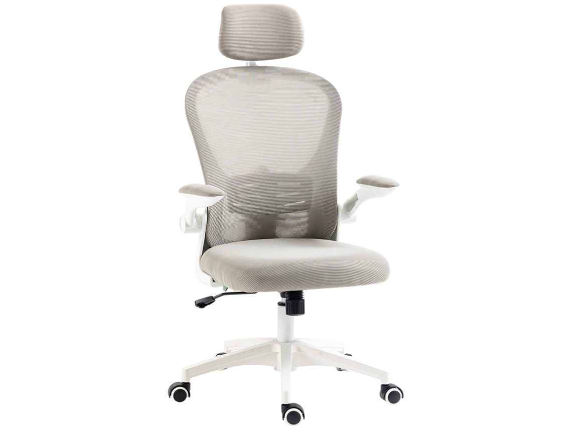 Silla de oficina de malla con soporte lumbar 4D, gris.